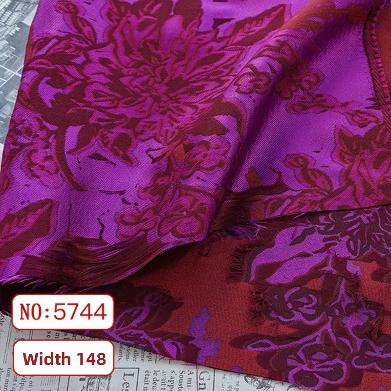 Red Purple Collision Flower Jacquard Fabric for Fashion Dress Suit Clothing Design Yarn Dyed Cloth Diy Per Meter Sewing Material