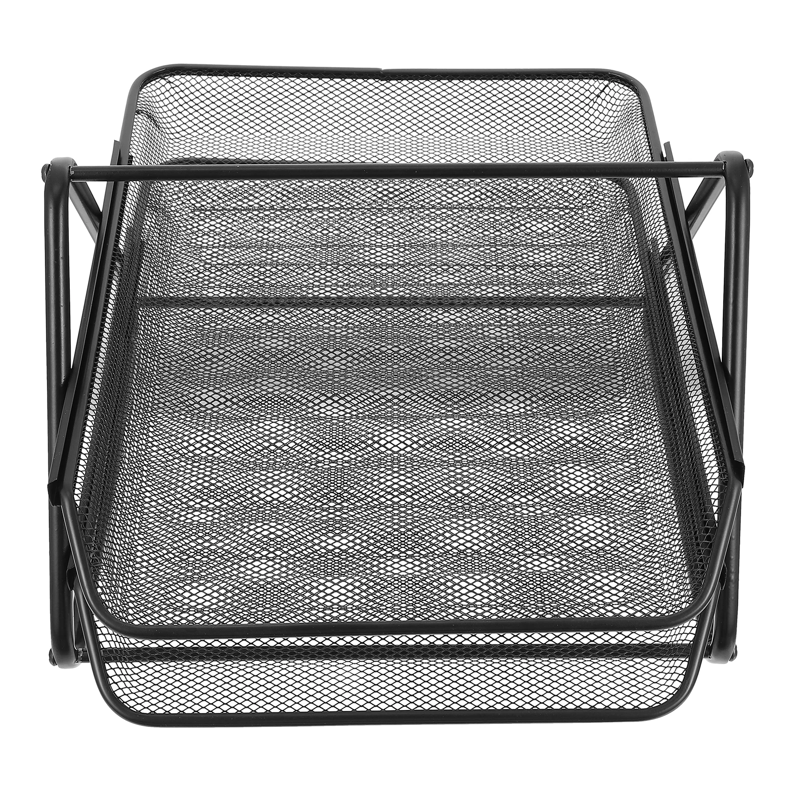 1Pcs File Holder Desk Organizer Metal Storage Rack 2-Tier Black Desktop Organizer for Documents Bills Postcards Mails Magazines