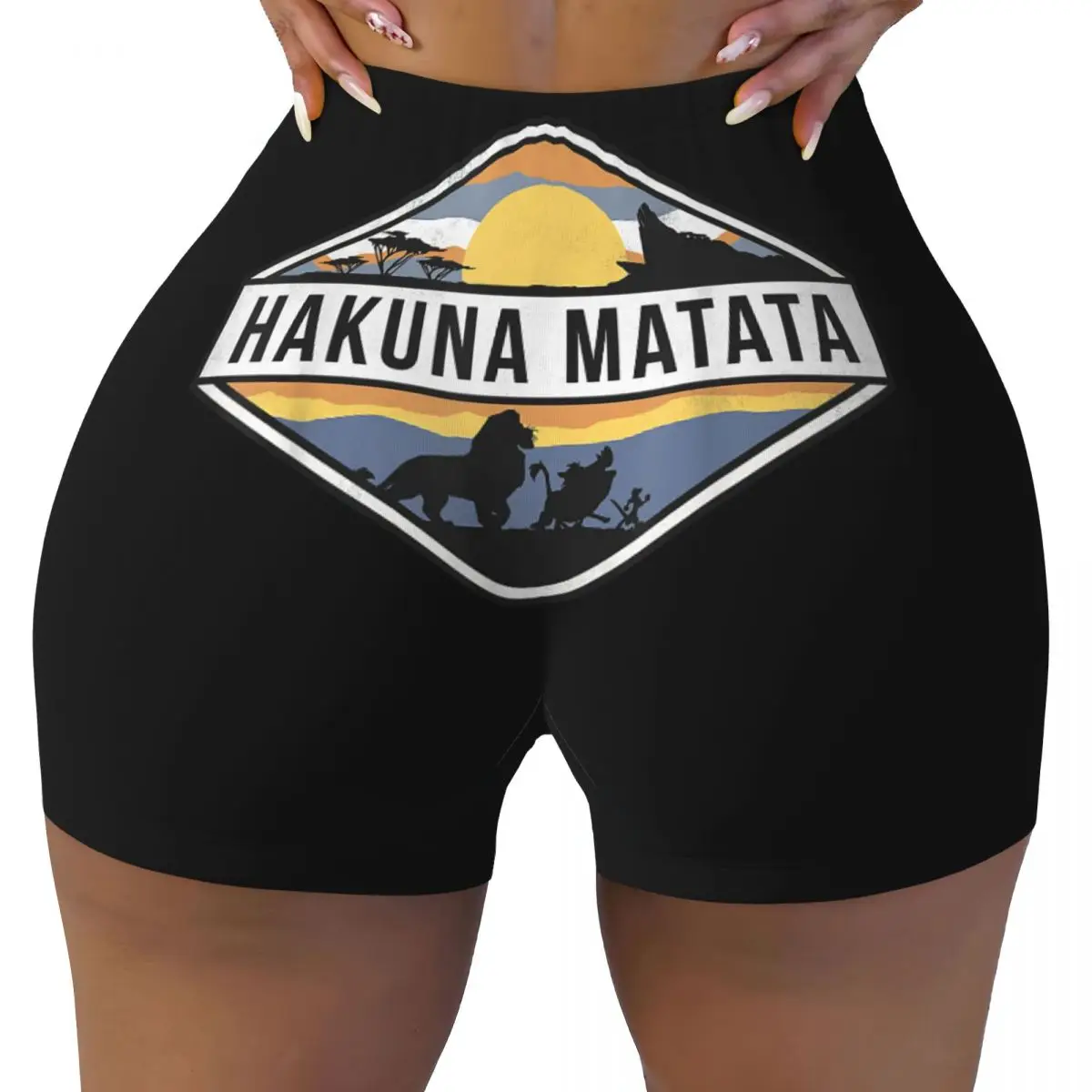 

Lion King Quick Dried Yoga Shorts for Women Hakuna Matata Sunset Volleyball Biker Fitness Workout Gym Wear