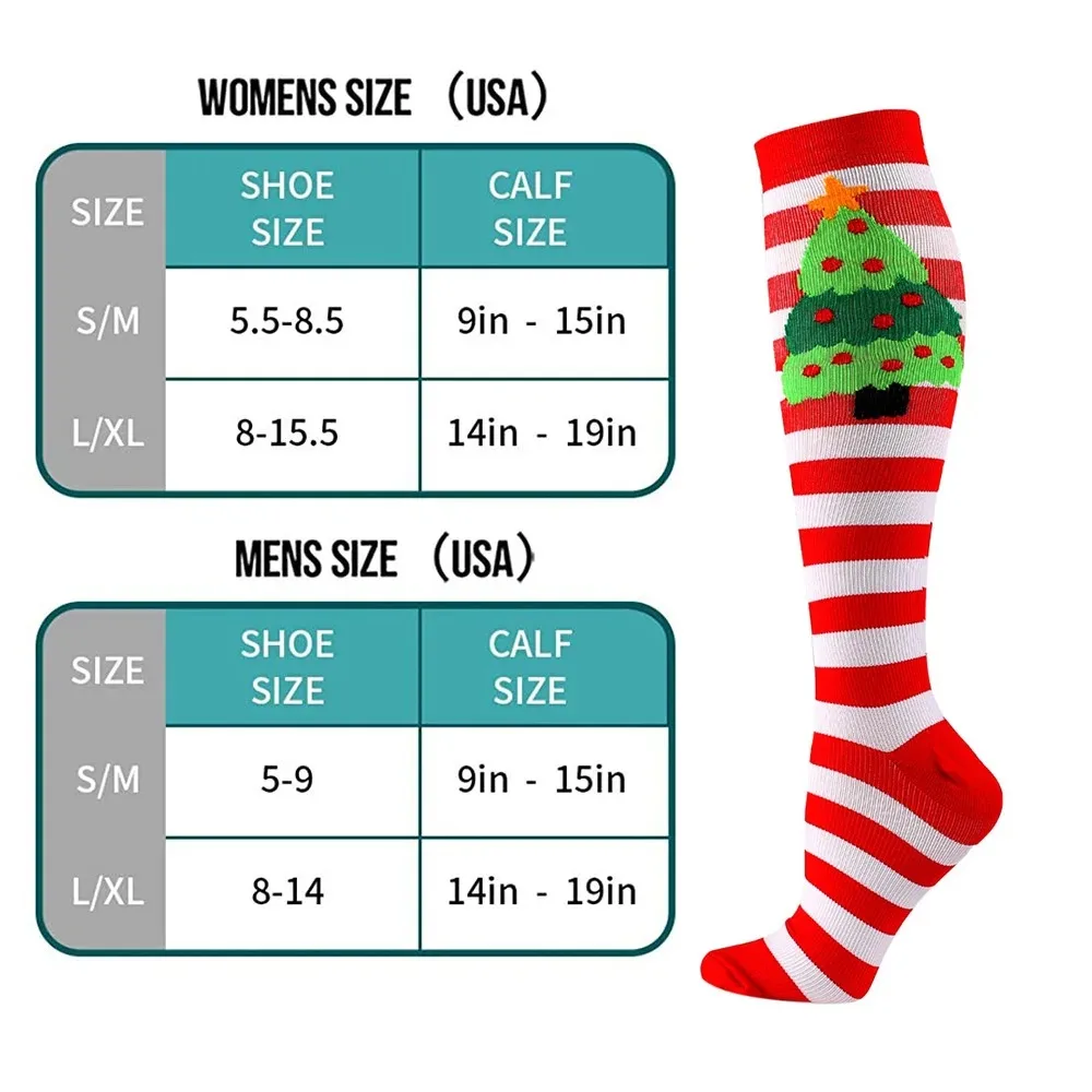 1 Pairs Random Women and Men Compression Socks Christmas Running Nursing Hiking Travel Recovery Varicose Veins Sports Socks