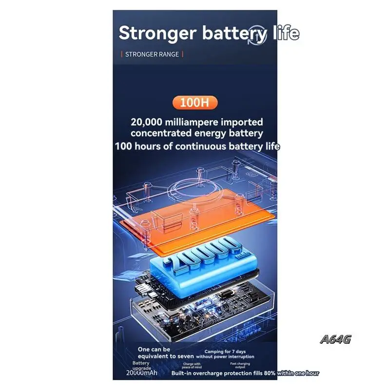 

Hanging And Standing Dual-Purpose Camping Fan With Light Large Capacity Long Battery Life Camping Fan Lighting Fan