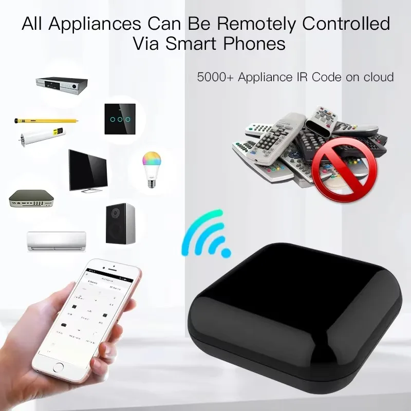 WiFi RF IR Universal Remote Controller RF-R1 Temperature & Humidity Sensor 15m Range Tuya Smart Life App Voice Control