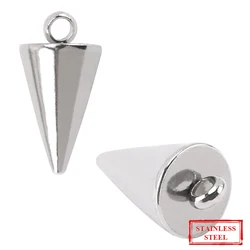 10Pcs Stainless Steel Cone Shape Charms Pendants Polished Smooth Spike Bead Charm for Earring Jewelry Craft Making Findings DIY
