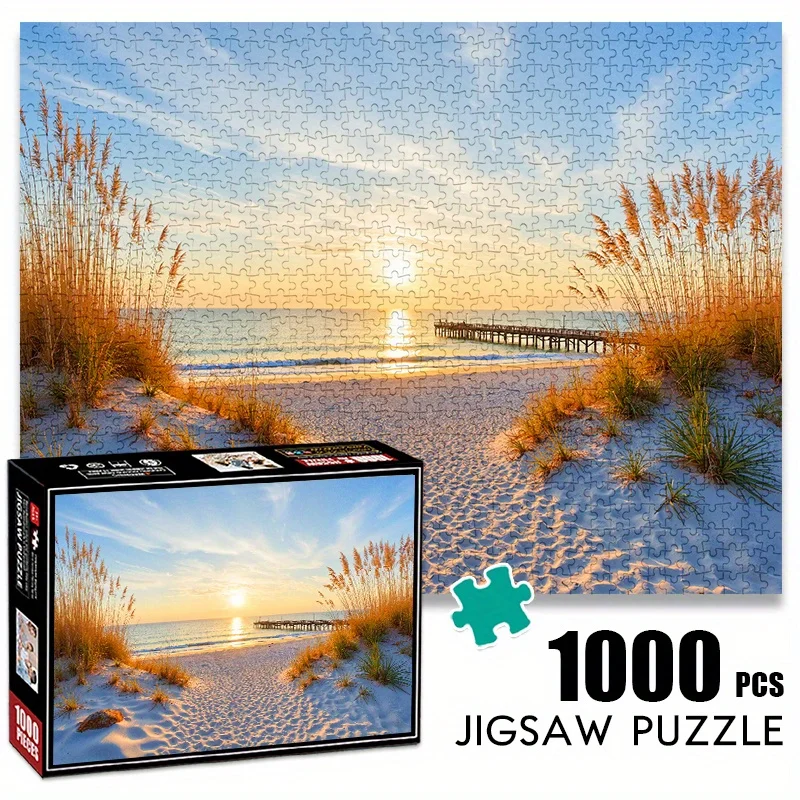 

Большой пазл для взрослых и семьи, 1000 шт., пляжный закат и восход солнца с 1000 шт., сложная книга-головоломка S
