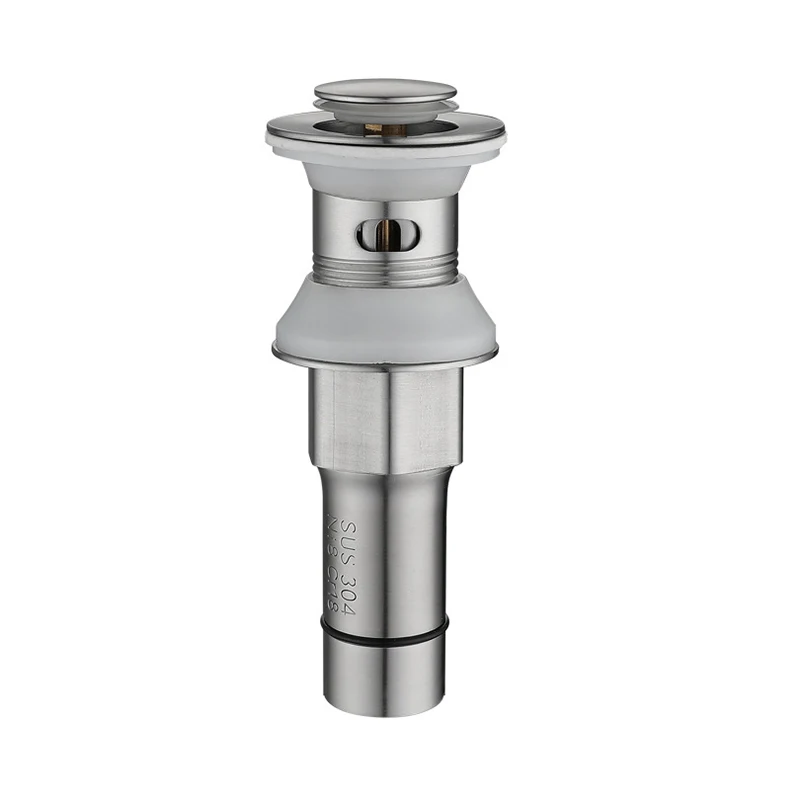 Brushed Nickel 304 Stainless Steel Pop Up Drain Button Bathroom Basin Sink Plug Drainer Wash Basin Faucet Accessory