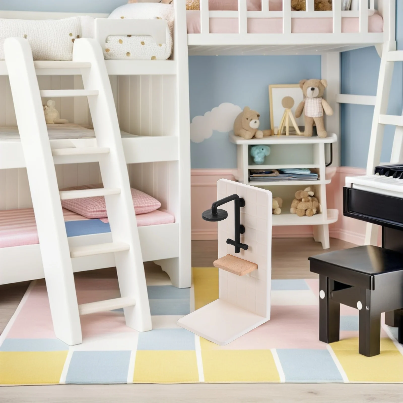 1 set 1 set miniatuur badkamermeubilair schaal 1:12 poppenhuis toilet doucheruimte decor voor kinderen spelen realistische mini badkamerset