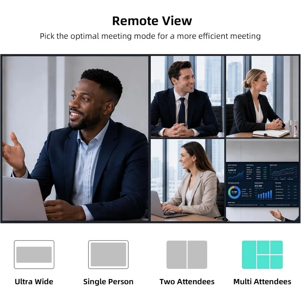 1080P HD Conference Camera: AI Face Recognition, Speaker Tracking, Noise-Cancelling Mics, Smart Zoom, Plug & Play view 3
