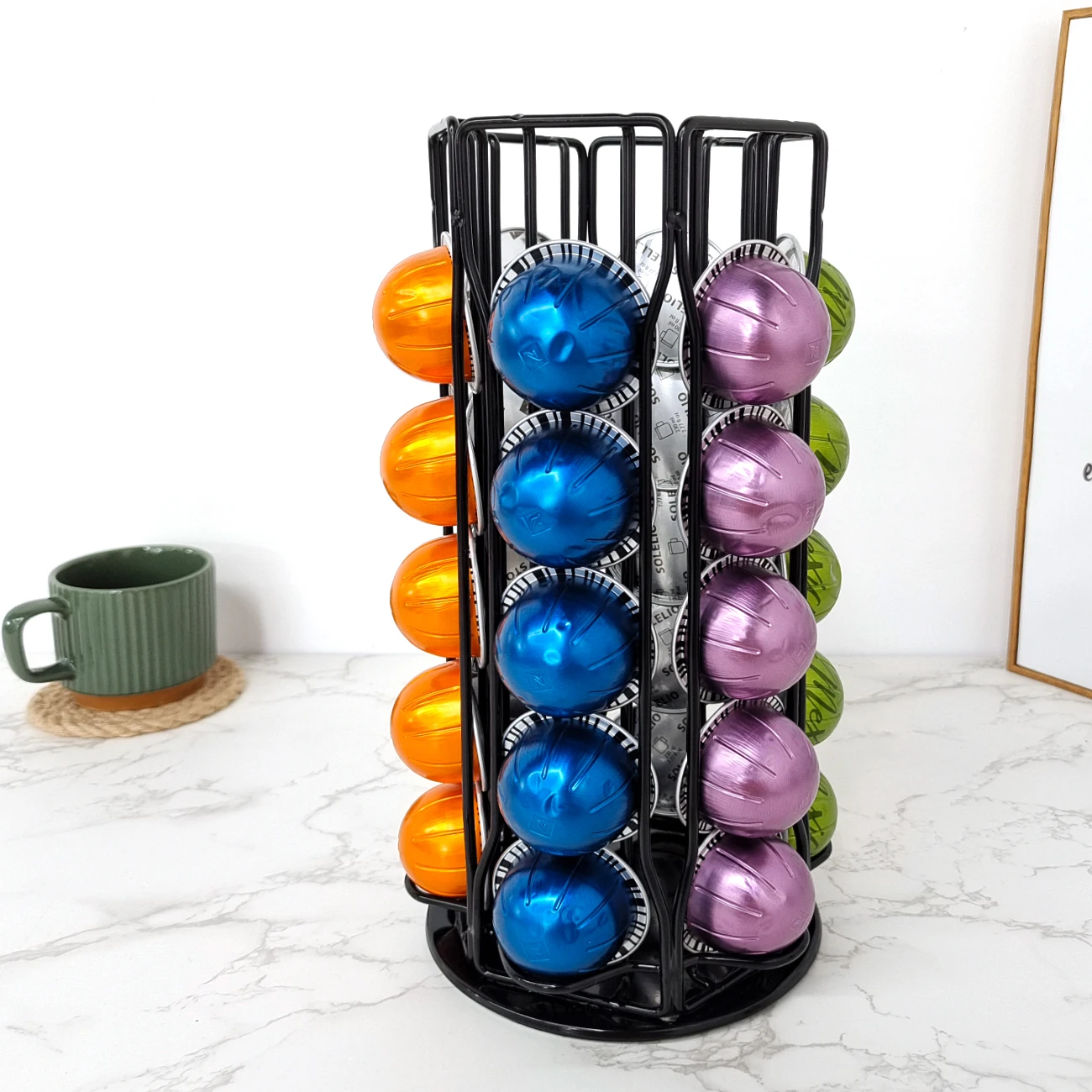 Imagem -04 - Nespresso Vertuo Coffee Pod Capsule Stand Tower Vertuoline Rack Dispensador Vagens Giratórias Prateleiras de Armazenamento Gaveta 40 Pcs