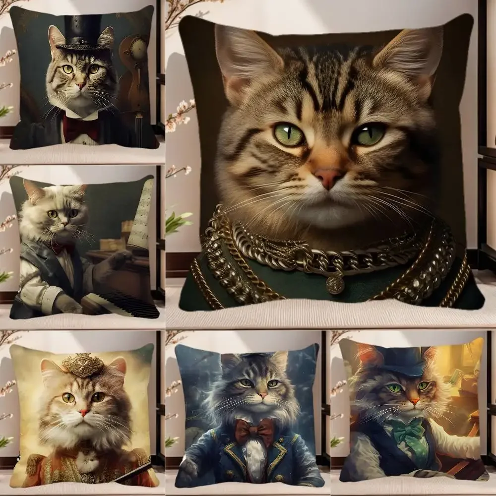Steampunk Interesting Animal Cat Parrot Pillow Case Square Pillow Bedroom Sofa Leisure Comfort Cushion Car Home Decoration