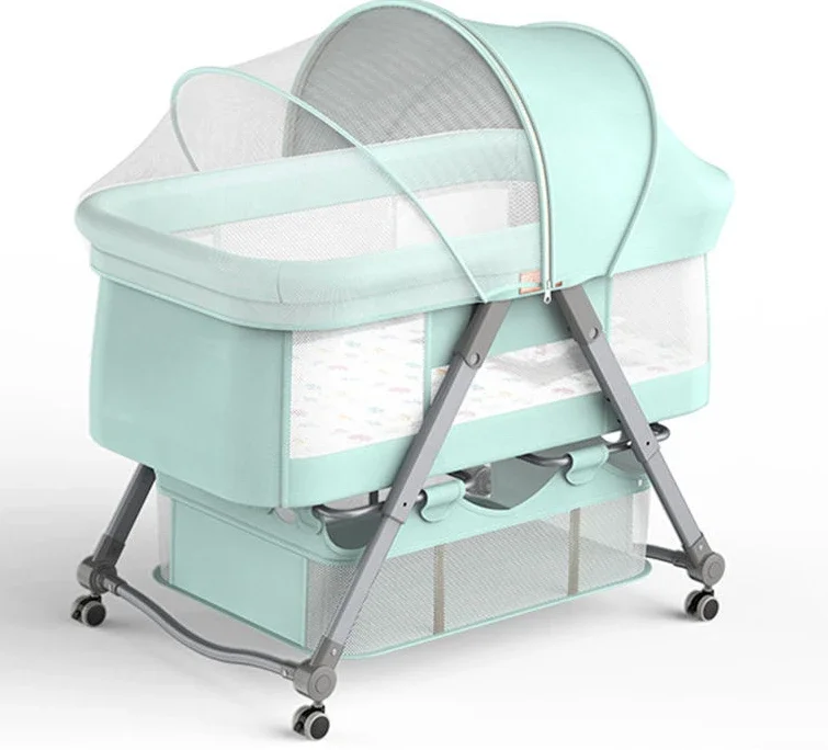 Wholesale Portable Folding Travel Height Adjustable New Born Toddlers Bassinet Crib Baby Cradle Bed with Mosquito Net