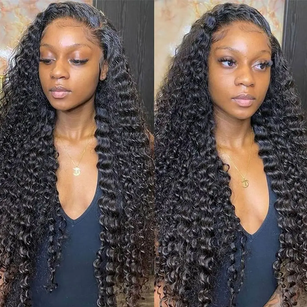 Loose Deep Wave Frontal Lace Wig, pré arrancadas, onda de água brasileira, perucas de cabelo humano encaracolado, peruca molhada e ondulada, 13x4 HD