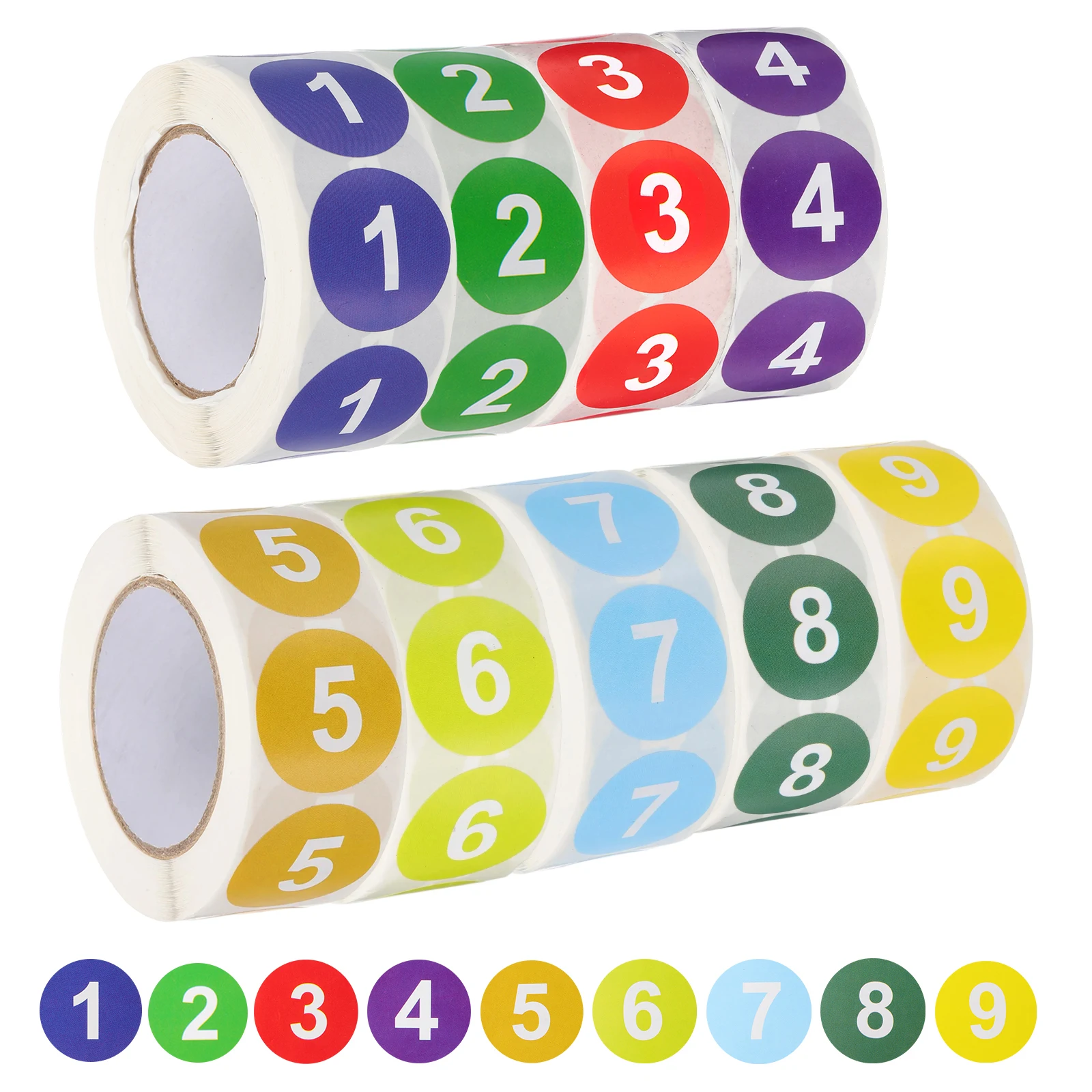 9Rolls 1 Inch Number Stickers Adhesive Labels Circle Dot Stickers Number 1-9  for Home Organization Warehouse Office Management