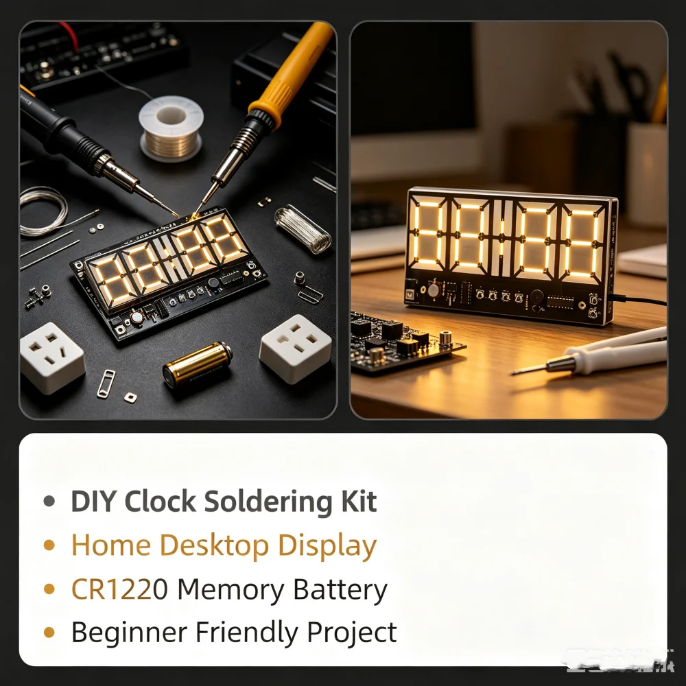 Diy Soldering Practice Led Kit 4-bit Digital Alarm Clock Kit /watch Kit  Lighting Adjustment Display Clock Module Electronic Kit