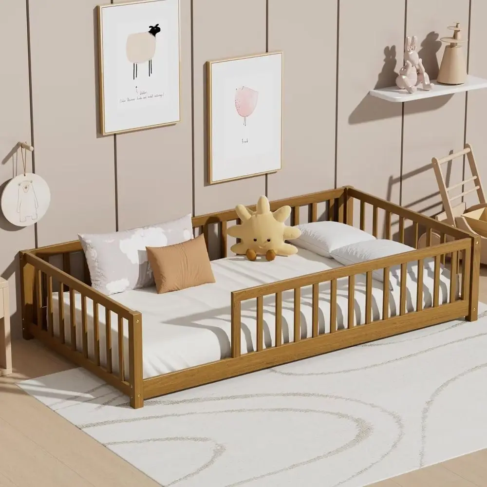 

Solid Wood Twin-Sized Multifunctional Kids' Bed with Safety Guardrails, Easy Assembly, Lightweight