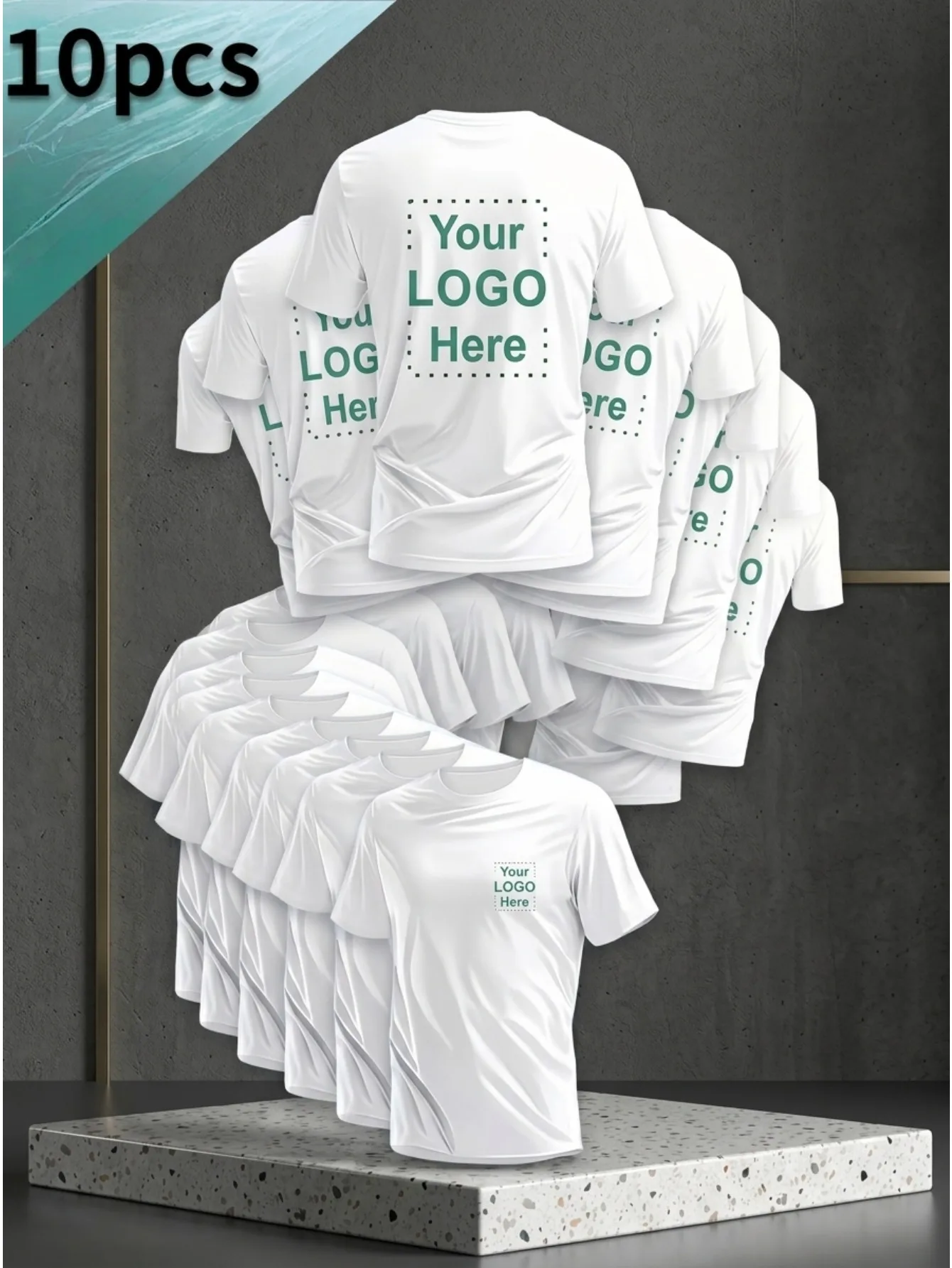 10-Piece Custom-Made Quick-Drying Short-Sleeved T-Shirts for Men. DIY Upload Pictures with Logos and Text Prints