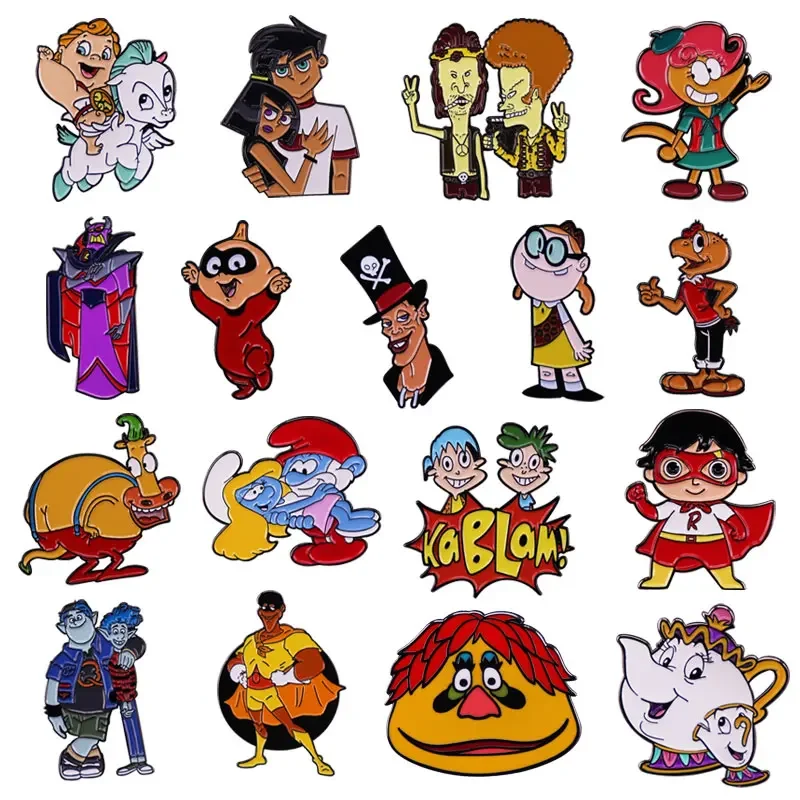 Cute Retro Cartoon Anime Esmalte Pins, Interessante Animação Metal Brooch, Jaqueta jeans, Mochila Badge Decoration, Give Fans Gifts