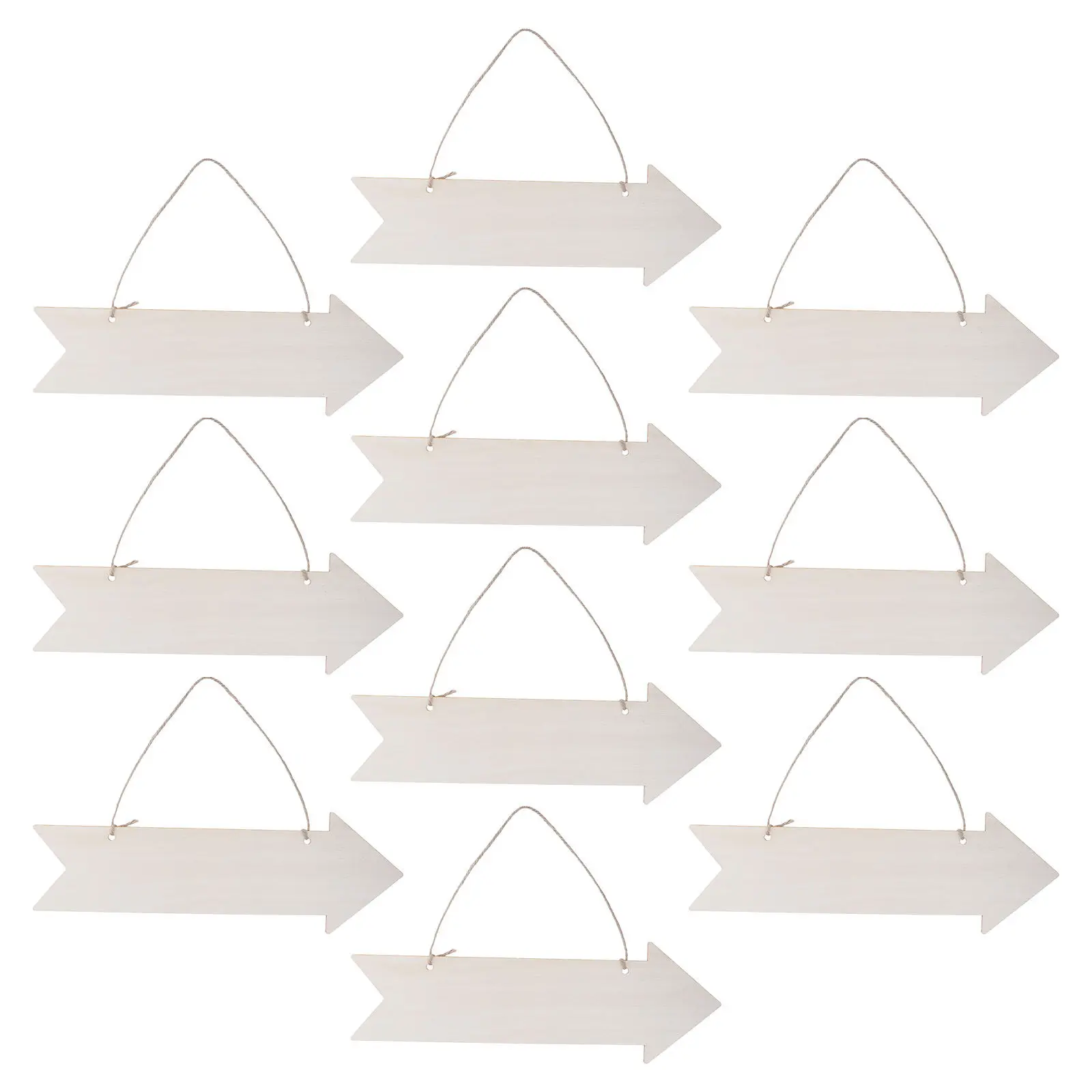 10 Pcs 11.8x3.9in Blank Arrow Wedding Decor Directional Wood Sign Garden Hanging Plaque Signs For Crafts Events Wooden With Rope