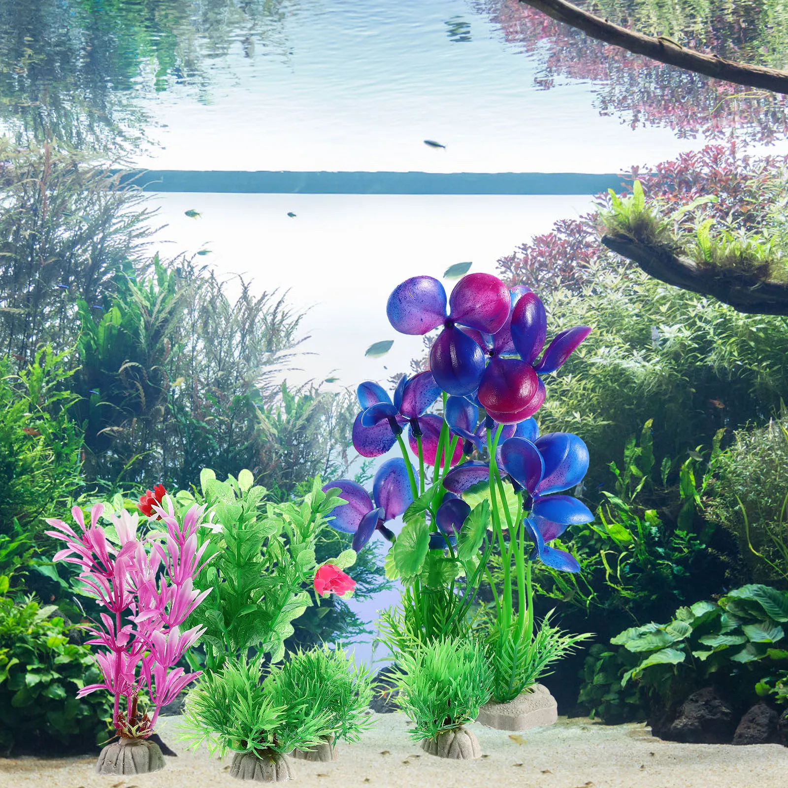 

6 Pcs Water Plants Decorations Aquarium Fake Artificial Aquatic Delicate Ceramics Faux