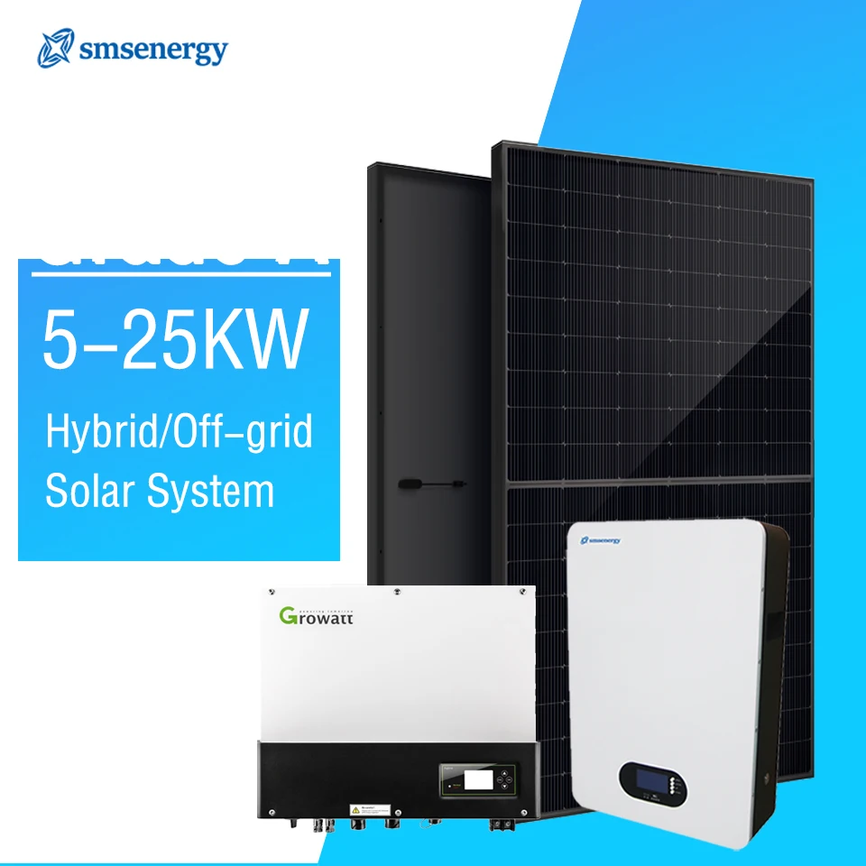 SMS Energy 3Kw 5Kw 10Kw 20Kw Hybrid Grid Inverter 'MPPT Lithium Ion Batteries Solar Panel Kit Solar Energy System