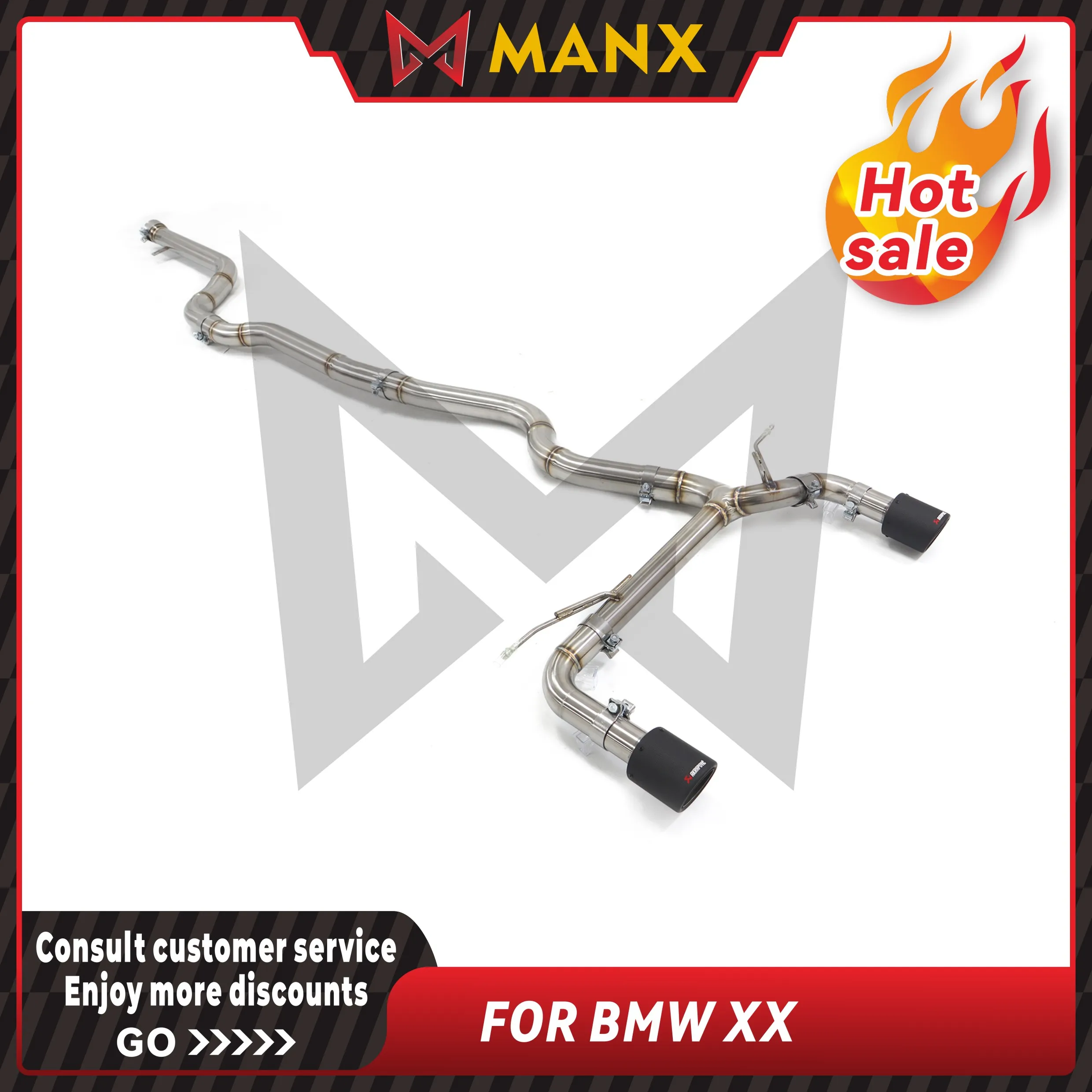 Straight-through exhaust pipe for BMW 430I 2.0T 2017 Stainless steels Catback Without valve Lossless installation