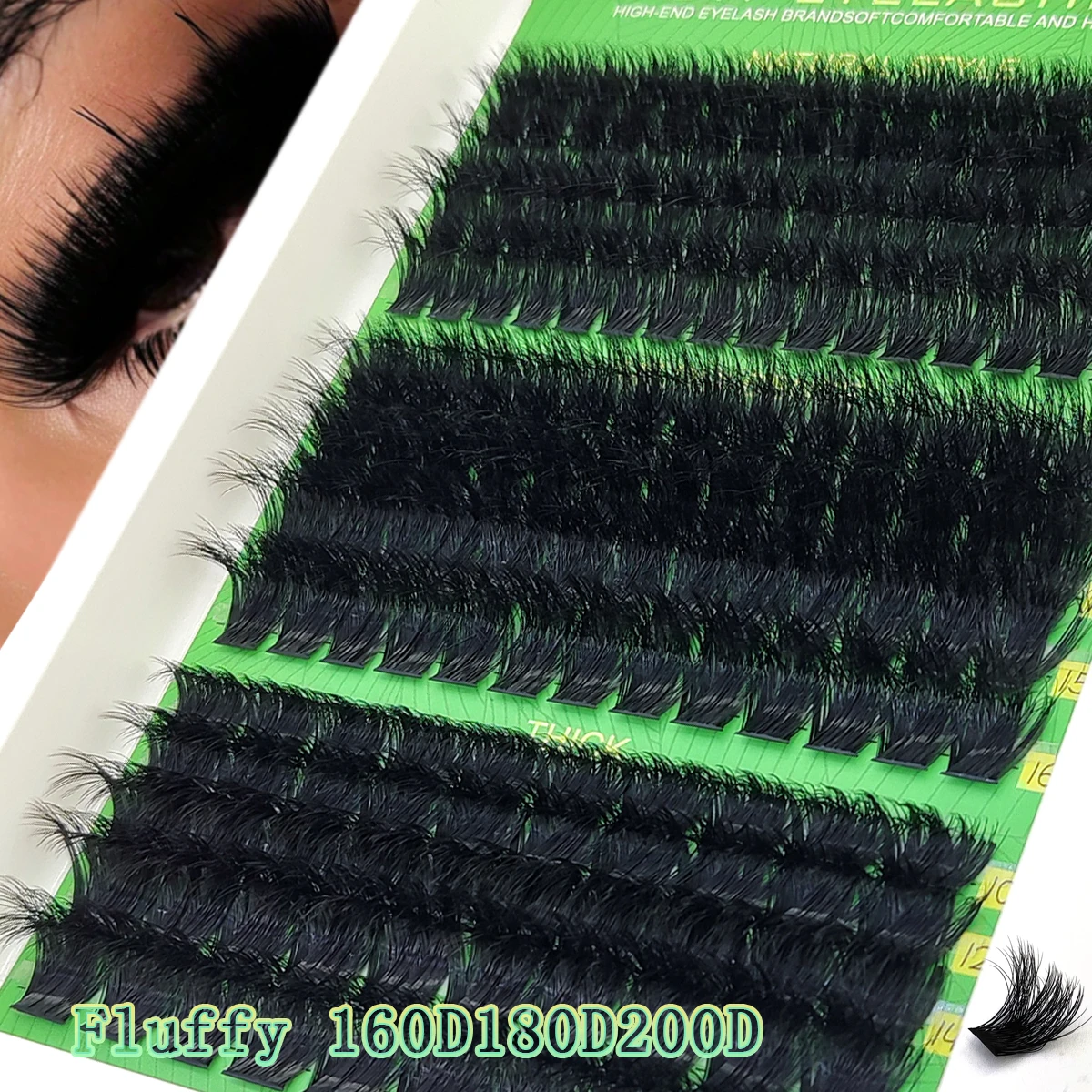 15 Reihen 60D-200D 5D Flauschige Dicke Wimpern-Cluster 10-16mm Mix Wispy Einzelwimpern-Extensions Cluster DIY Make-up Künstliche Wimpern – Detail 4