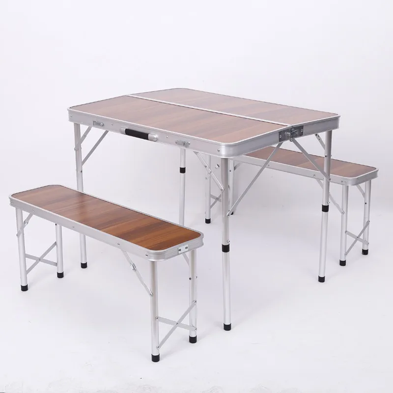 Portable one-piece aluminum alloy folding tables and chairs, outdoor portable barbecue picnic night market stall table custom