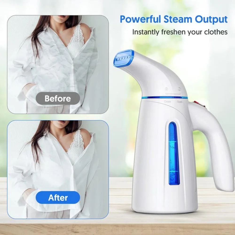 Steamer portátil para vestuário, ferro a vapor portátil, grande capacidade, remove rugas, casa e escritório, 240ml