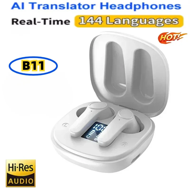 B11 Translation Headphones Real Time Bluetooth Earbuds Translator 144 Languages Simultaneous Business Interpretation Earphones
