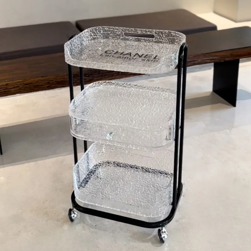 

Hxl crystal ripple acrylic beauty cart mobile storage rack