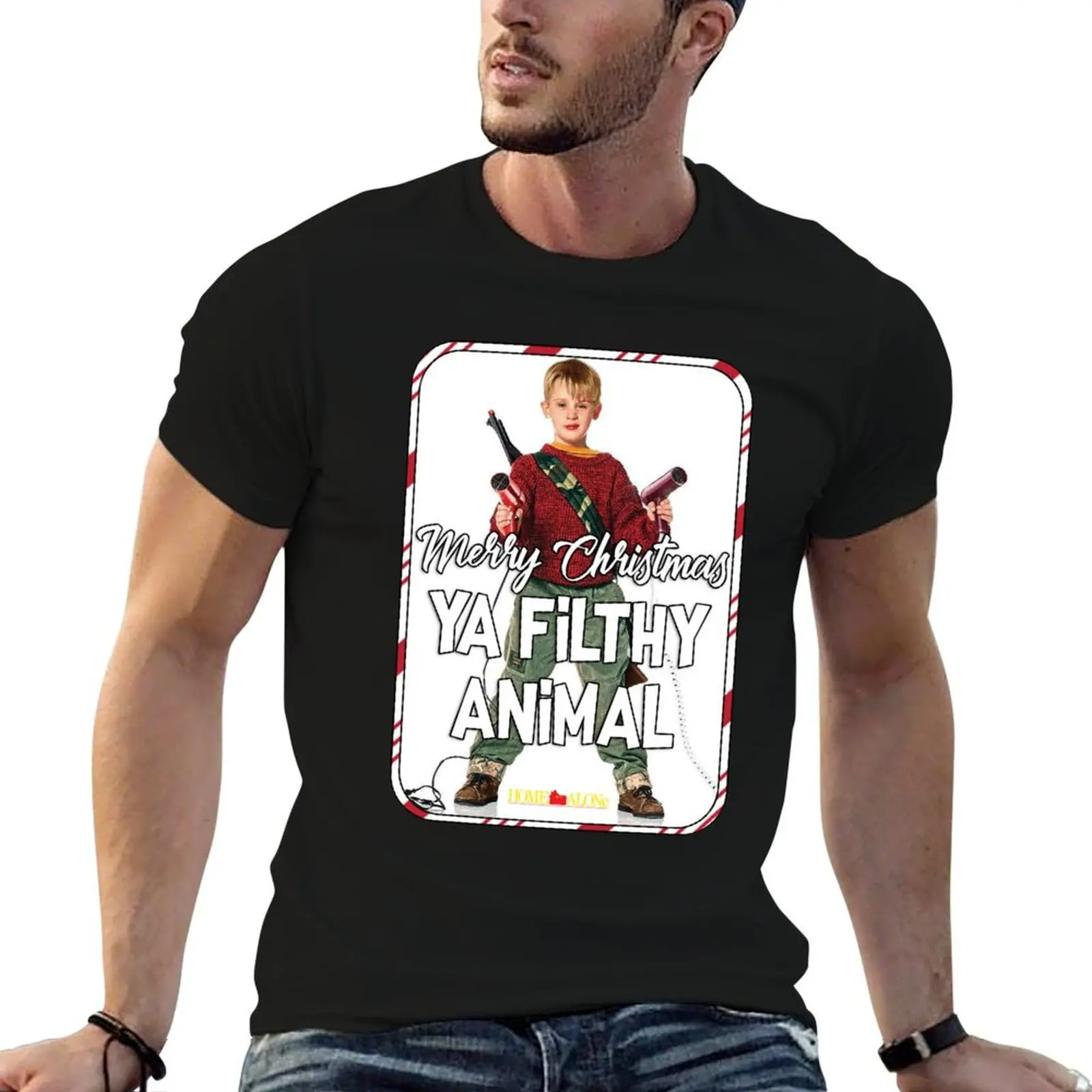 

Merry Christmas Ya Filthy Animal T-Shirt t shirt man cotton t shirts cotton 100% T-Shirt