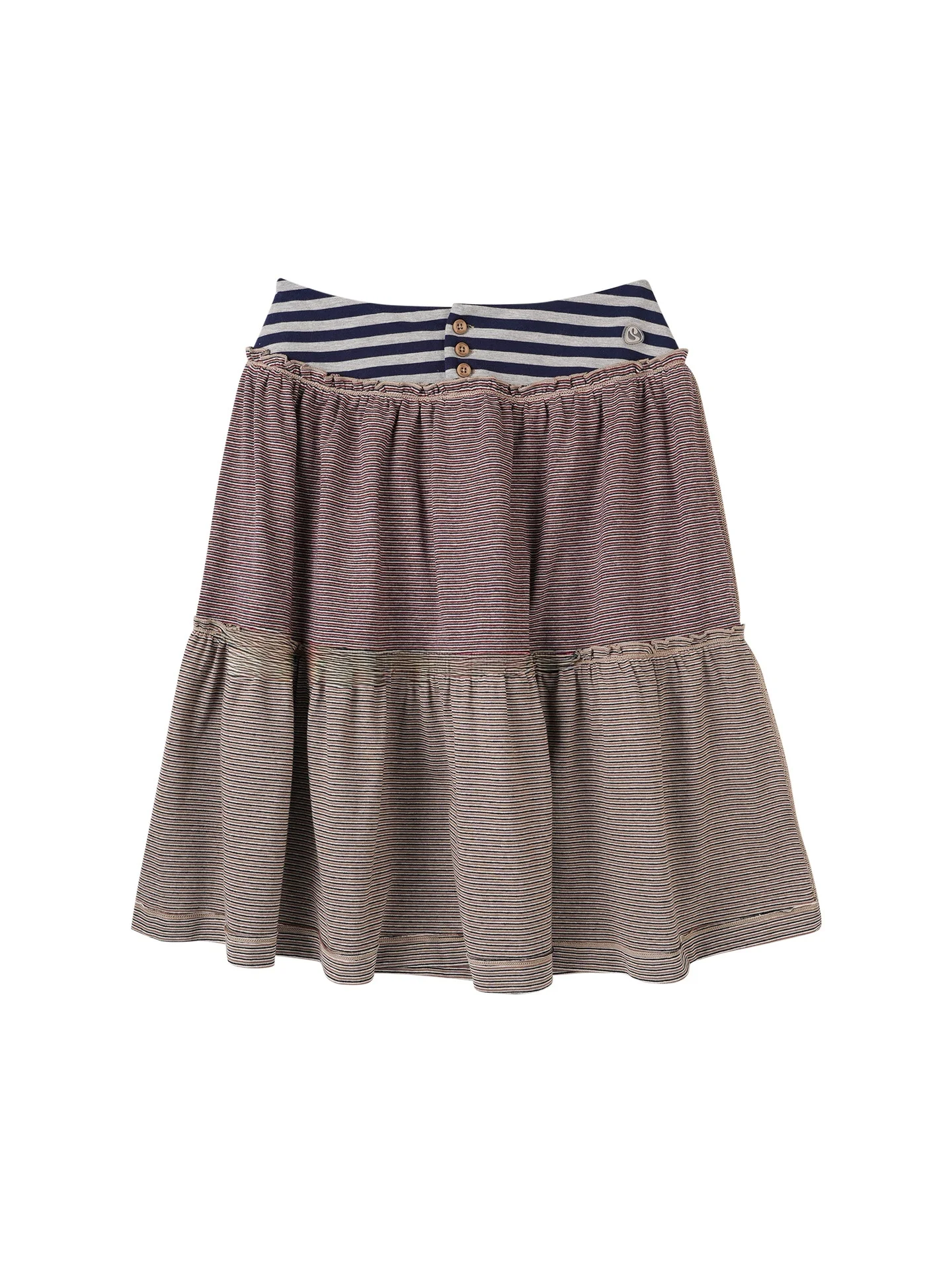 

High Waist A-Line Skirt Women's Casual Splice Stripe Pattern Slimming Mid-Length Skirt Spring Fashion Ladies' Skirts