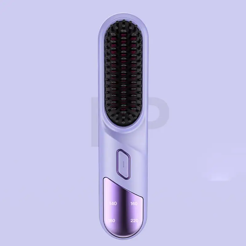 Hair Straightener Brush Fast Heating Negative Ion Hair Straightener Styling Comb 4 Temp Settings Rechargeable Anti-Scald Hair St