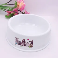 Pet Dog Feeding Food Bowls Puppy Lovely Print White Dog Feeder Dish Bowel Cat Bowl Deep Bowl with Large Capacity