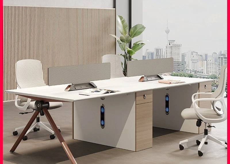 Staff desk Office desk and chair combination Simple modern office screen 4/6 Double staff seat Computer desk card holder