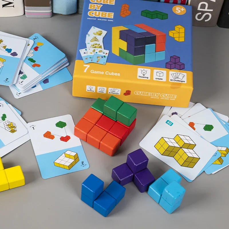 Houten Montessori kinderkubusblokken geometrische modellen wiskunde ruimtelijk leren educatief speelgoed leermiddelen