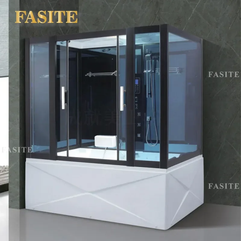 For Hotel Square Steam Shower Room Acrylic Surface Sauna Bath Overall Wet Steam Room with Massage Function