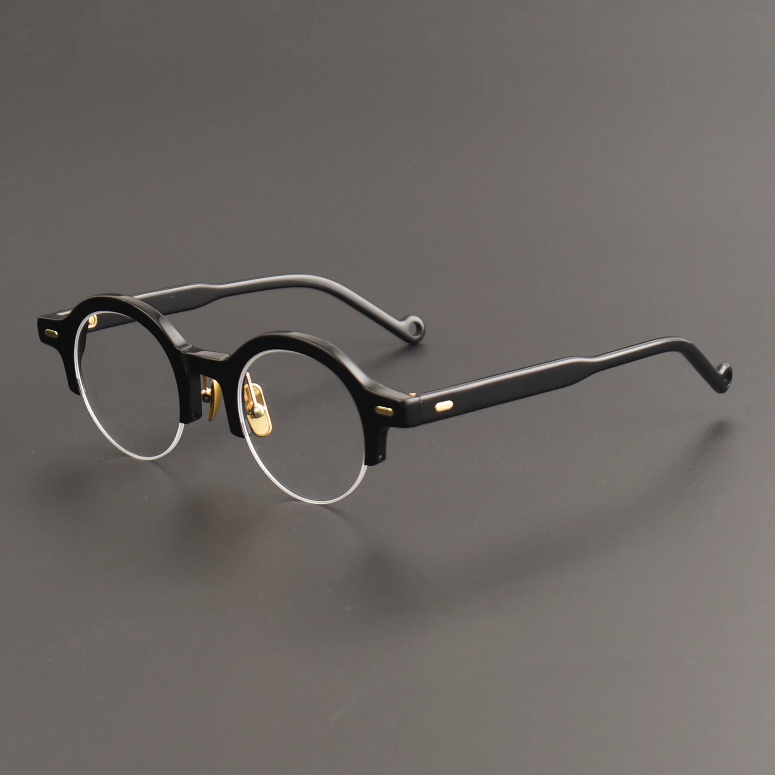 

Japanese designer handmade plate eyeglasses frame men's half-rim retro literary myopia can be matched with the degree of