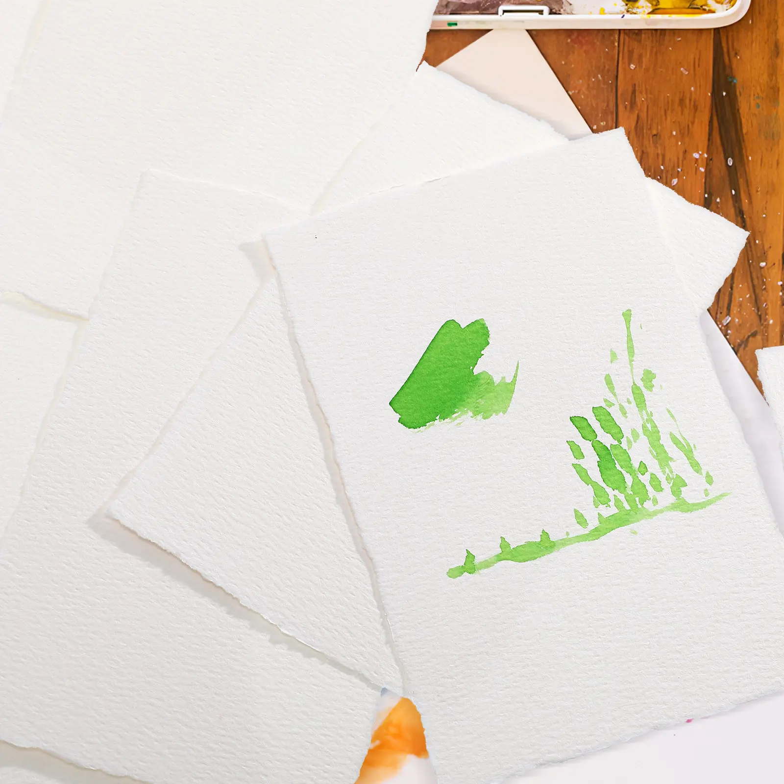 25Sheets Watercolor Paper Cold Press Rough Texture Deckle Edge Thick Sturdy for Watercolor Painting Sketching Card Making