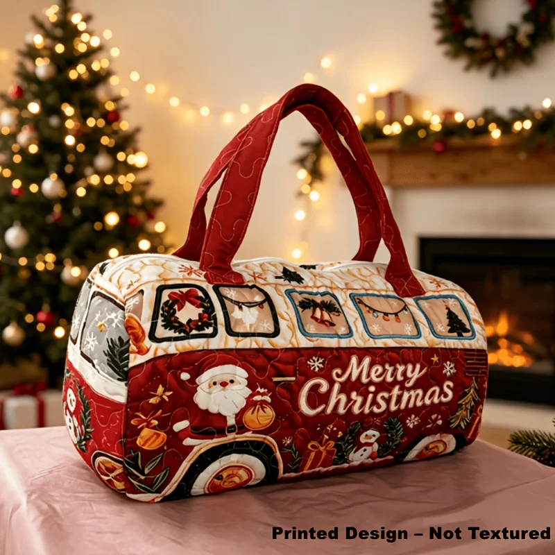 Christmas Bus Novelty Tote Bag Multi Functional Women's Elderly Snowflake Printed Tote Bag Suitable for Camping Travel Tote Bag