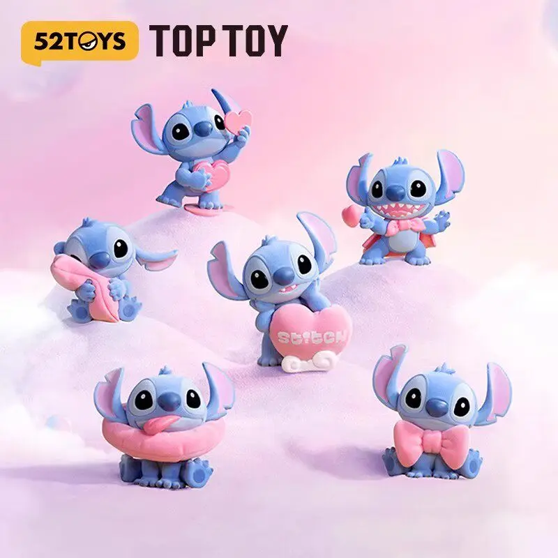 

52TOYS Authentic Disney Stitch Sweet Pink Series Blind Box Flocked Figure Desktop Decor Collectible Birthday Gift For Kids Fans