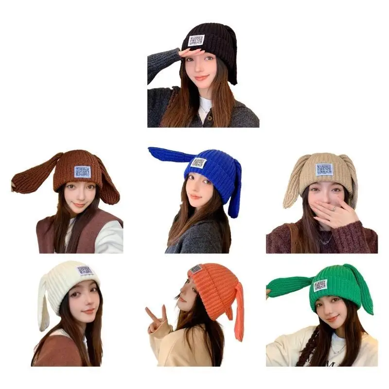 

39BD Cartoon Knitted Hat For Halloween Knitted Rabbit Gifts Beanie Hat Adults Kids