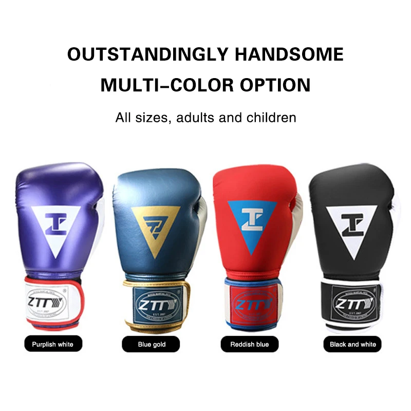 ZTTY Kick Boxing Gloves for Men Women PU Karate Muay Thai Guantes De Boxeo Free Fight MMA Sanda Training Adults Kids Equipment