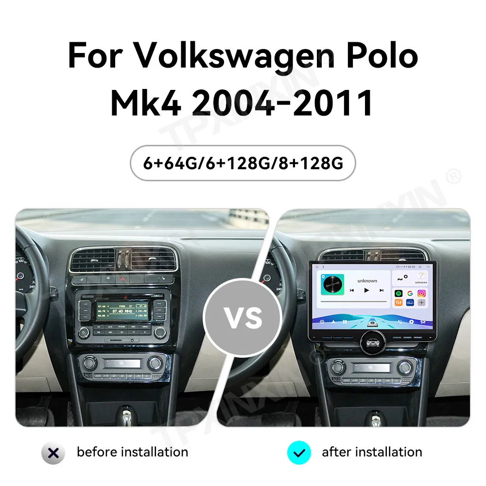 11.5 Inch Touch Screen Android15 Car Stereo For Volkswagen Polo Mk4 2004-2011 GPS Navi Wireless CarPlay Android Auto BT5.0 360