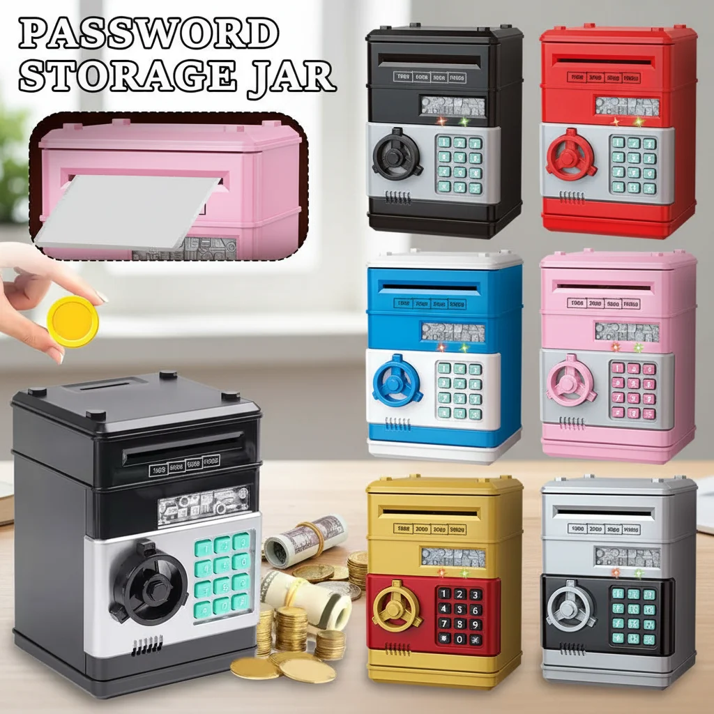 Creative Piggy Bank for Children, Electronic ATM Password Piggy Bank, Mini Safe Coins Cash Saving Money Box, Lock Coin Bank ATM,