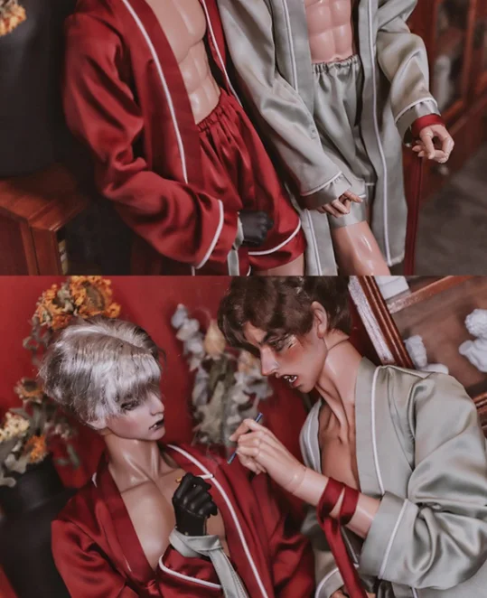 D09-P112 Kinder handgemachtes Spielzeug Onkel 1/4 1/3 Onkel starker Onkel BJD Puppenkleidung schwarz rot grau Farbe Pyjamas 3 Stück/Set