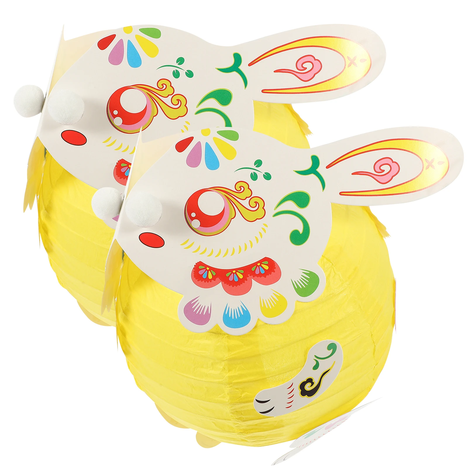 

2 Sets Cartoon Jade Rabbit Lanterns Festival Handheld Decorations Diy Kit Kids Crafts Paper Lantern Metal Accessories