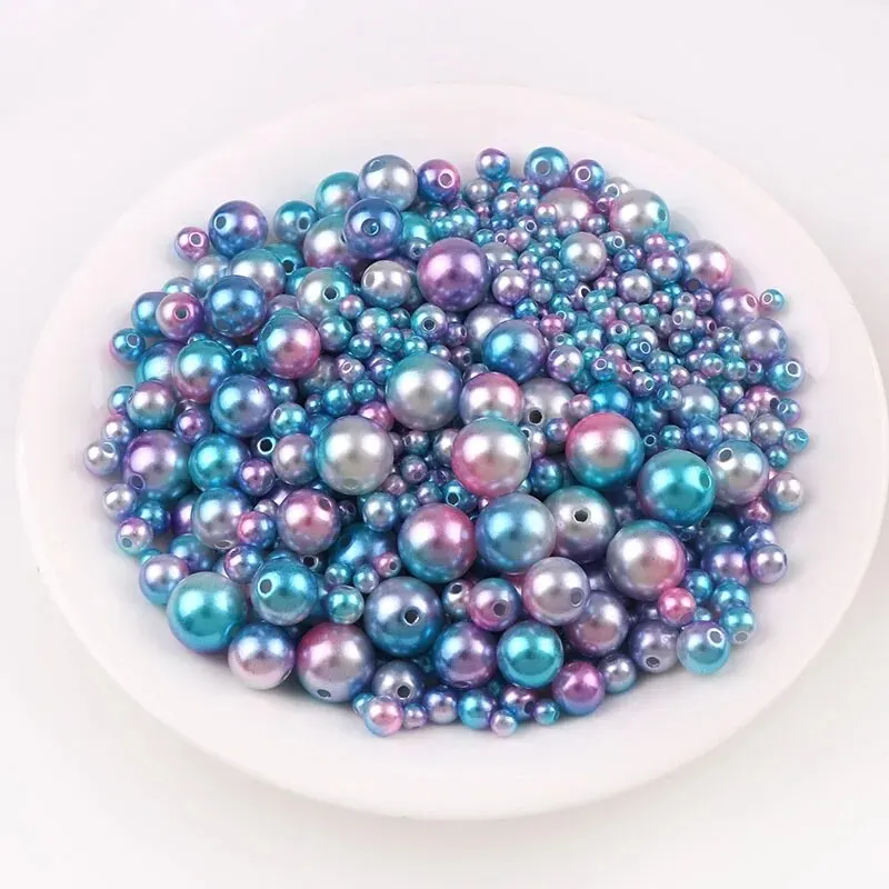 30g Mix Size Mermaid Color Acrylic Pearl Loose Spacer Beads For Jewelry Making DIY Necklace Bracelet Earrings Other Decors