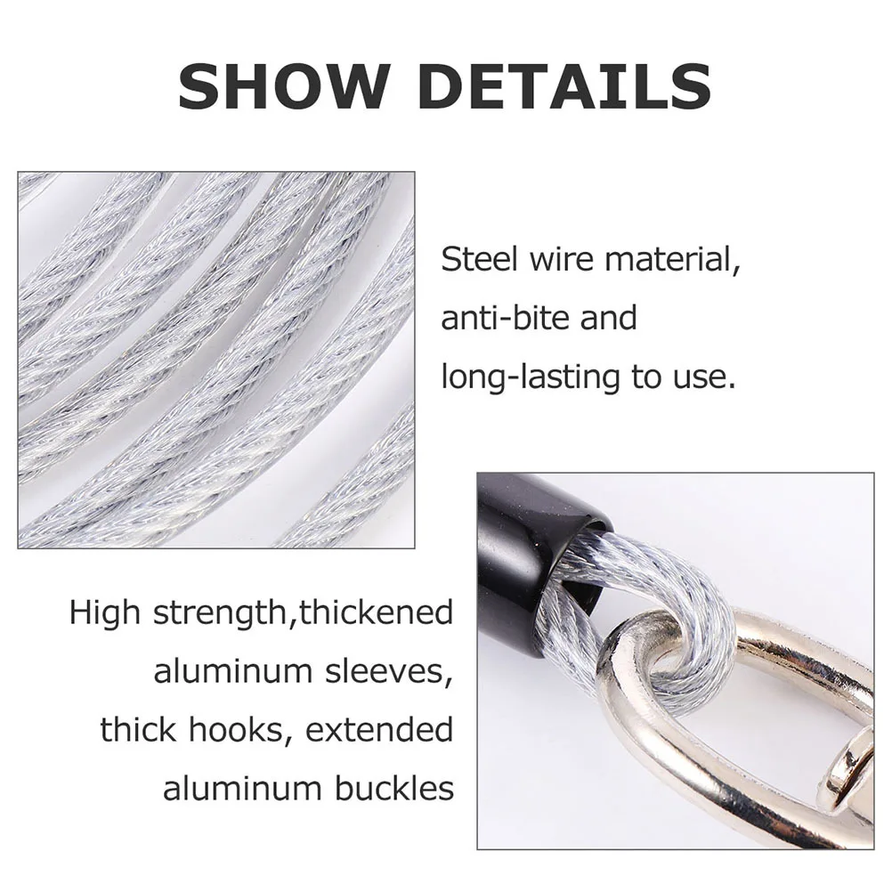 

1Pcs Heavy Duty Pet Pull Strap Double Ended Steel Cable Leash 50Ft Long Anti-Bite Dog Traction Rope for Outdoor Training Use
