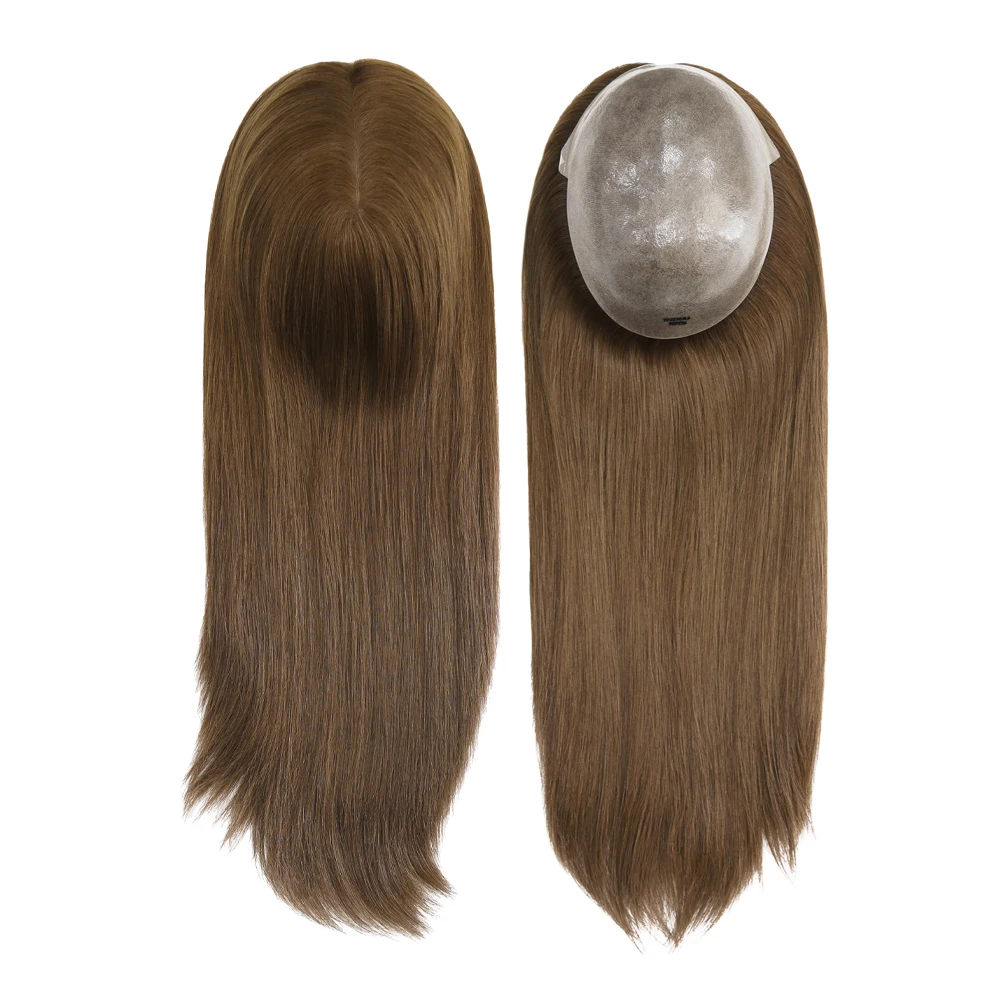 TP22- 18" dunne huid toupet voor vrouwen 7x9" polyskin Braziliaans haar menselijk haar toppers