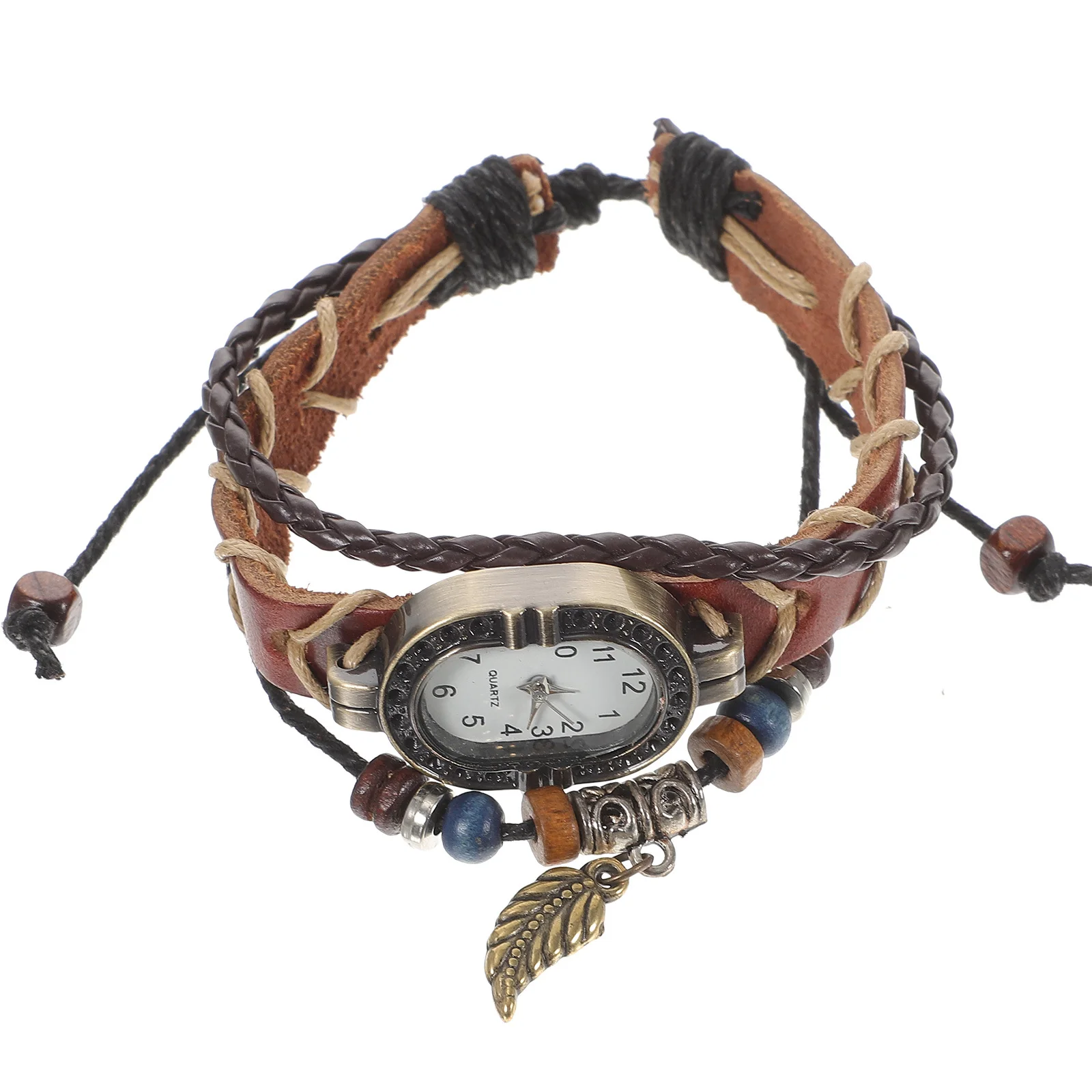 1pc レトロクォーツ時計腕時計男性女性ブレスレット時計カジュアルファッション手作り防水軽量